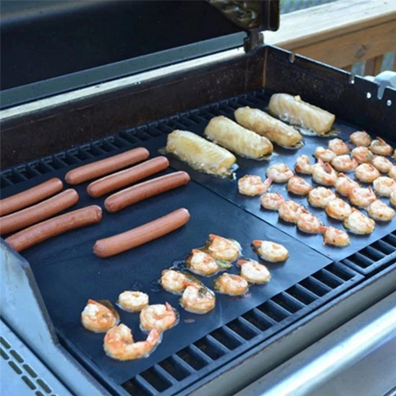 Non-stick BBQ Grill Mat Meat Pie Barbecue Plate Baking Liners Reusable Coating Cooking Sheets Cooking Tool Cleaning BBQ Mats