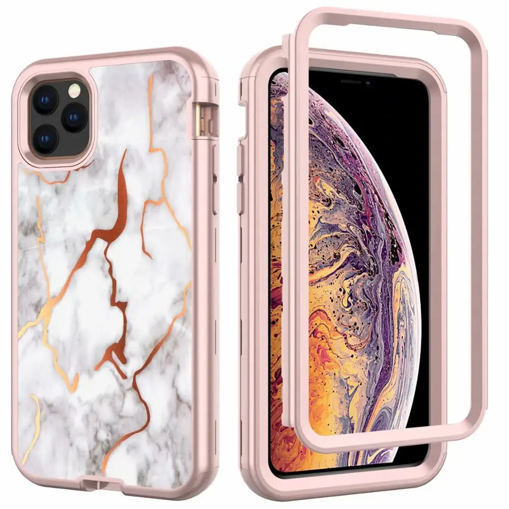 Мраморные текстурные чехлы для телефонов для iPhone 11Pro цветочный узор сумка для мобильного телефона для iPhone 11 Pro Max противоударный жесткий чехол - Цвет: 4