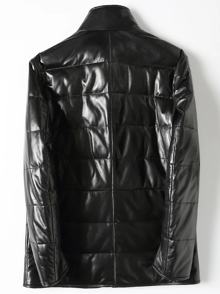 

Genuine Sheepskin Leather Jacket Men Autumn Winter Slim Down Jacket Mink Fur Collar Chaqueta Cuero Hombre X-259 KJ1442