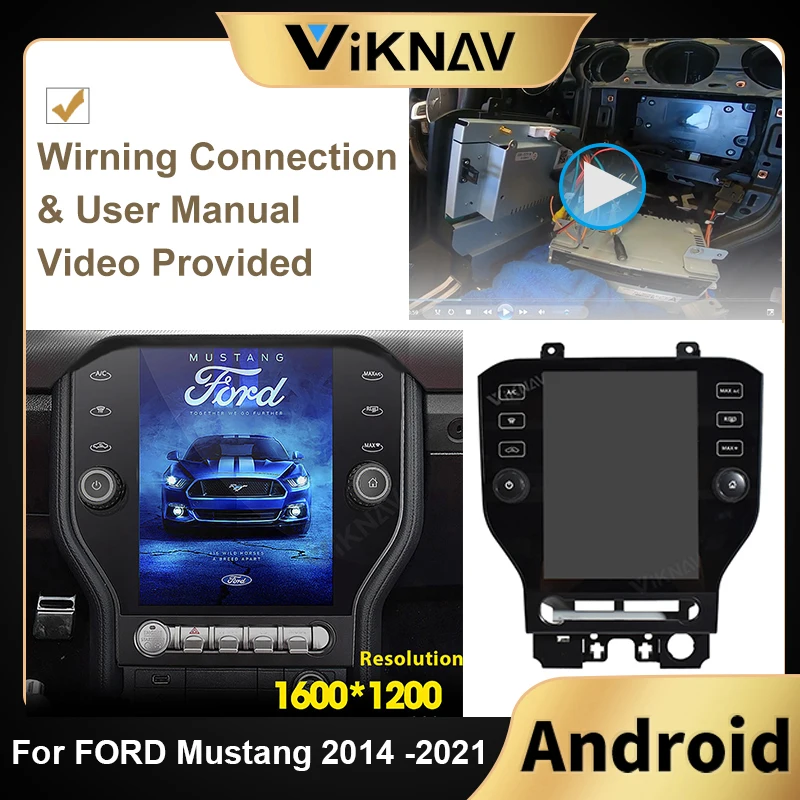 

Android Radio For FORD Mustang 2014 -2021 Car Tesla style DVD Player GPS Navigation Auto Stereo Multimedia radio Player CARPLAY