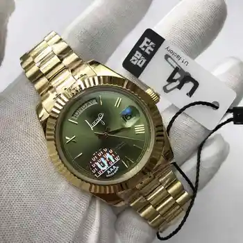 

Fashion AAA 18K gold watch Men automatic mechanical sweeping movement luxury Watches green dial daydate AAA U1 factory