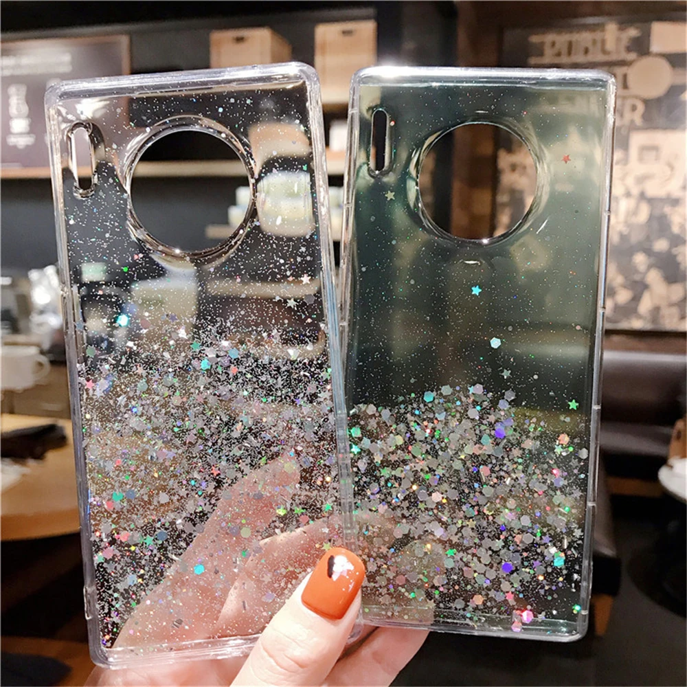 

Luxury Bling Glitter Phone Case for Xiaomi 10 8 9 SE CC9 9T Redmi Note 8 Pro 7 9 8T K30 Transparent Soft TPU Epoxy Back Cover