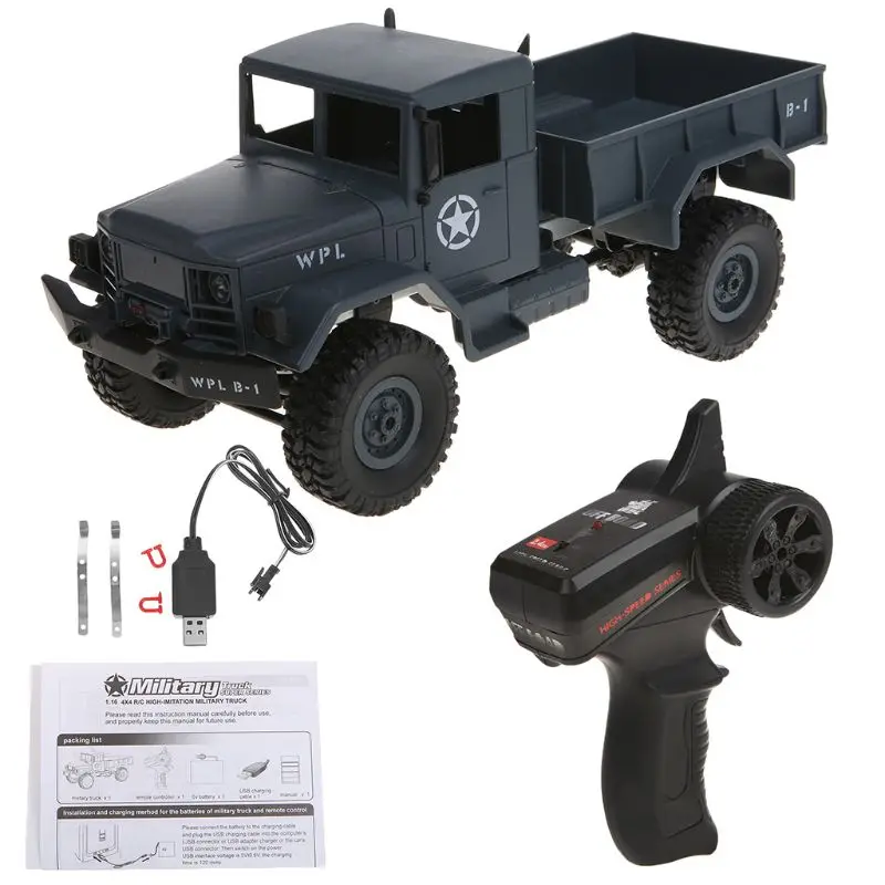 WPL B14 RC автомобиль 1/16 Рок Гусеничный внедорожник 4WD 2,4G военный грузовик автомобиль забавная игрушка K4UE