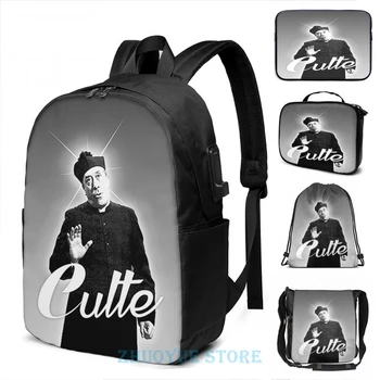 

Funny Graphic print Worship Fernandel Don Camillo USB Charge Backpack men School bags Women bag Travel laptop bag