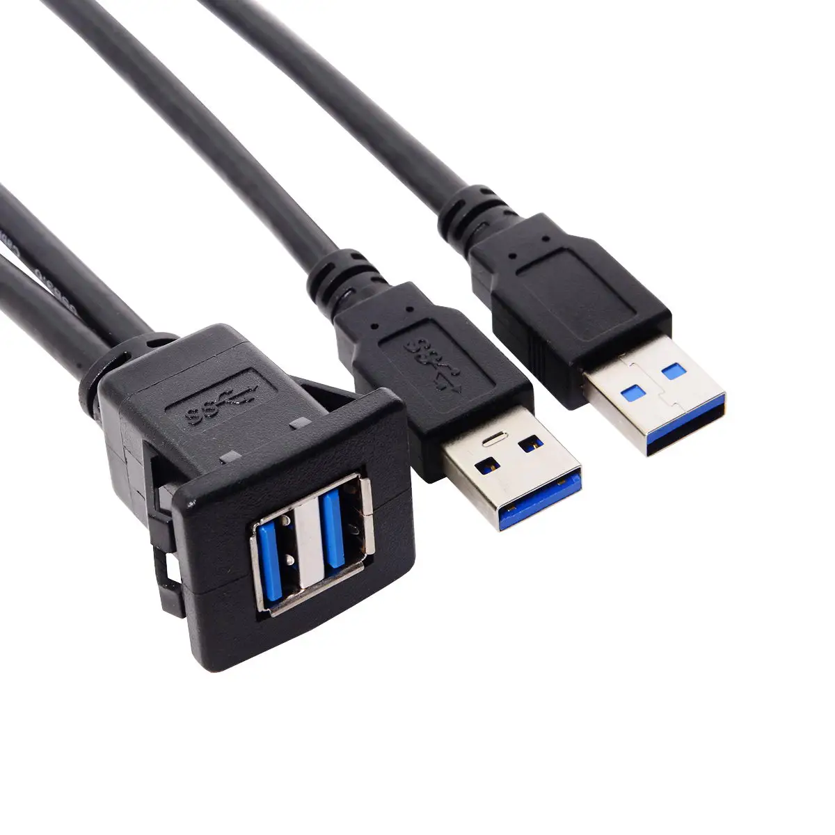 1 м водонепроницаемый двойной USB 3,0 удлинитель защелка крепление автомобиля AUX кабель для панели приборной панели