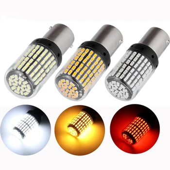 

1x S25 1156 BA15S P21W 1157 BAY15D Canbus LED Lights Car Bulbs 3014 144 SMD Light Turn Signal Bulb No Strobe Lamp 12V White Red