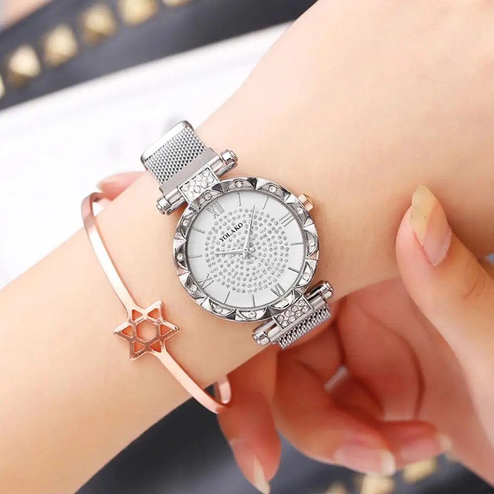 

Ladies Dress Wristwatches Luxury Crystal Silver Magnetic Watch Women Fashion Casual Quartz Clock relogio feminino reloj mujer