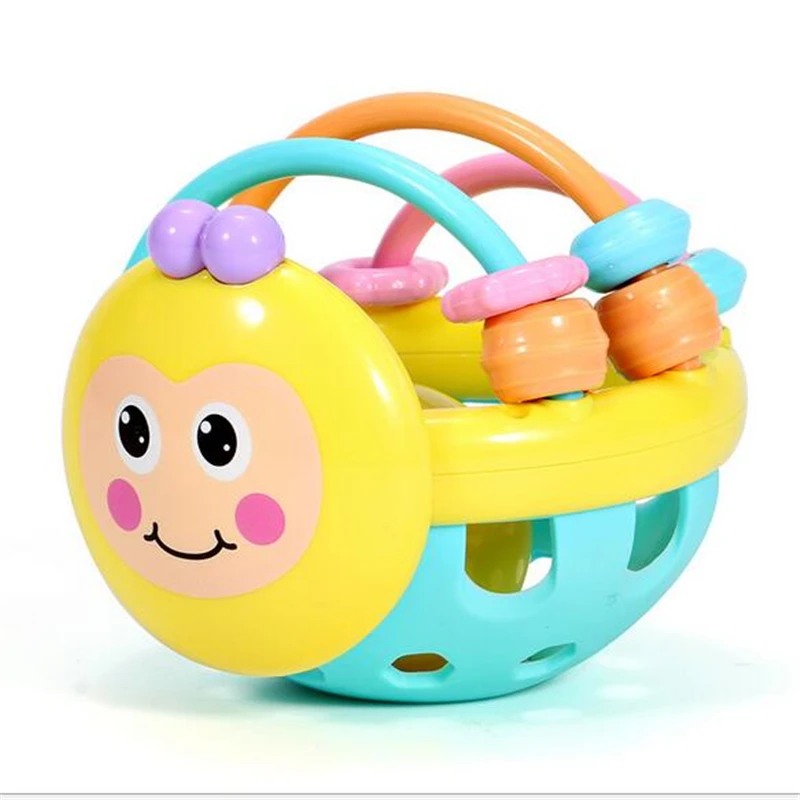 Colorful Handrattle Ball Toy Baby Rattle Handbell Puzzle Safty Educational Toy 