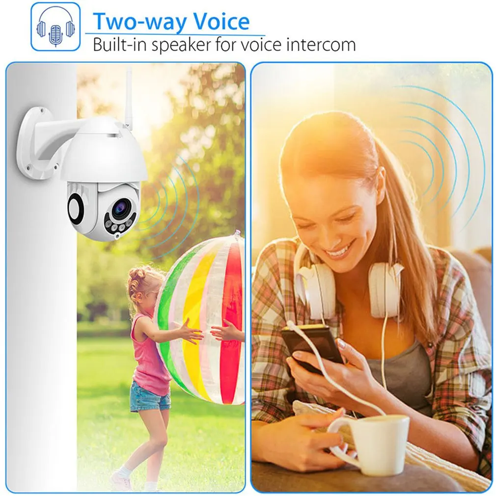 1080P H.265 Speed Dome Outdoor WiFi Wireless Pan Tilt IP Camera 2 Way Audio SD Card IRVision IP ONV