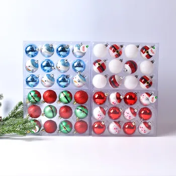 

Christmas decorations scene layout gift box pendant ornaments 5CM painted Santa snowman elf ball