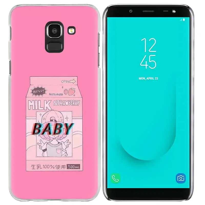Прозрачный Kawaii японский клубничное молоко чехол для samsung Galaxy S10 S10e 5G S9 S8 S7 край M40 M30 M20 M10 J8 J6 J4 плюс - Цвет: Прозрачный