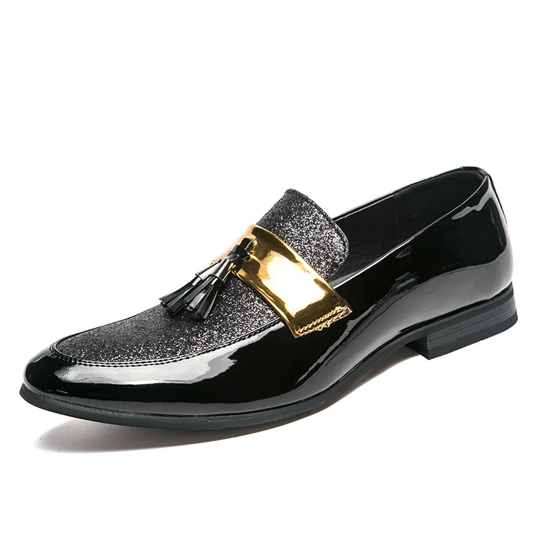 

Plus Size 38-47 Quality Men Formal Dress Shoes Black Wedding Shoes 2020 Summer Fall Slip on Decent Office Shoes Tassel Business