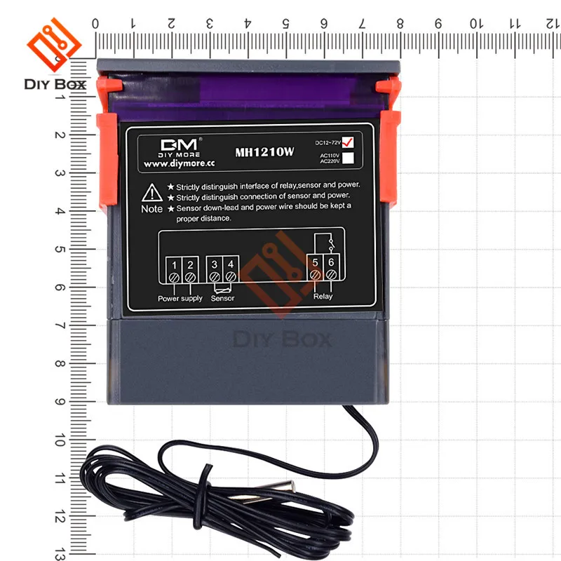 MH1210W красный цифровой термостат регулятор температуры Лер переменного тока 90-250 В 10 А DC 9-72 в контроль нагрева охлаждения+ NTC датчик