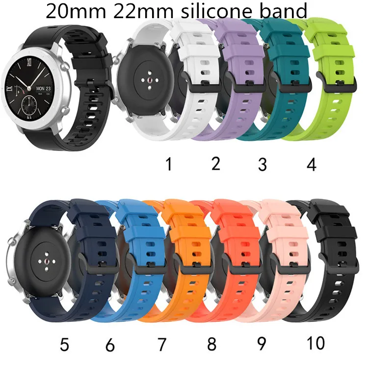 20mm-22mm-Silicone-Watch-Band-For-Huami-Amazfit-GTR-47MM-Smart-Wristband-Sport-Straps-For-Huami