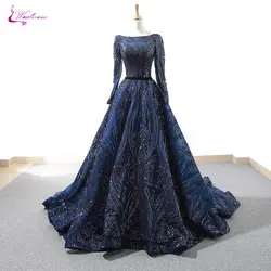 Waulizane/кружевное вечернее платье трапециевидной формы с глубоким вырезом; вечерние платья двух цветов с длинным рукавом