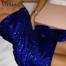 Yissang Sexy вечерние женское платье с открытыми плечами и поясом без