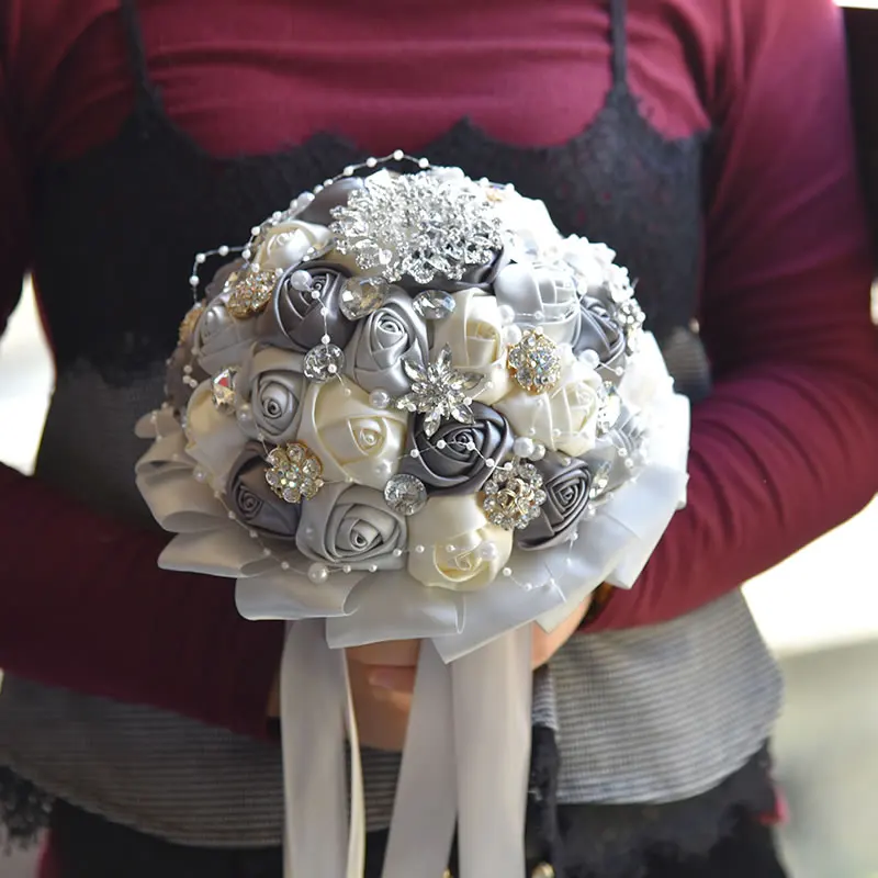 Kyunovia Бургундия брошь букет цвета слоновой кости невесты букеты De Mariage искусственный кристалл свадебные цветы Buque De Noiva 4 цвета FE86
