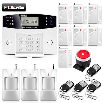 Home Security Alarm systems Metal Remote Control Voice Prompt Wireless Door sensor LCD Display Wired Siren Kit SIM SMS GSM Alarm