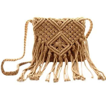 

Fringe Tassel Crossbody Shoulder Bag Woven Handmade Boho Beach Travel Handbag for Women