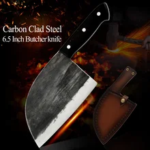 XYj нож для мясника, китайский кухонный нож шеф-повара, ручная работа, кованая высокоуглеродистая плакированная сталь, полный тубус, широкий нож для мясника