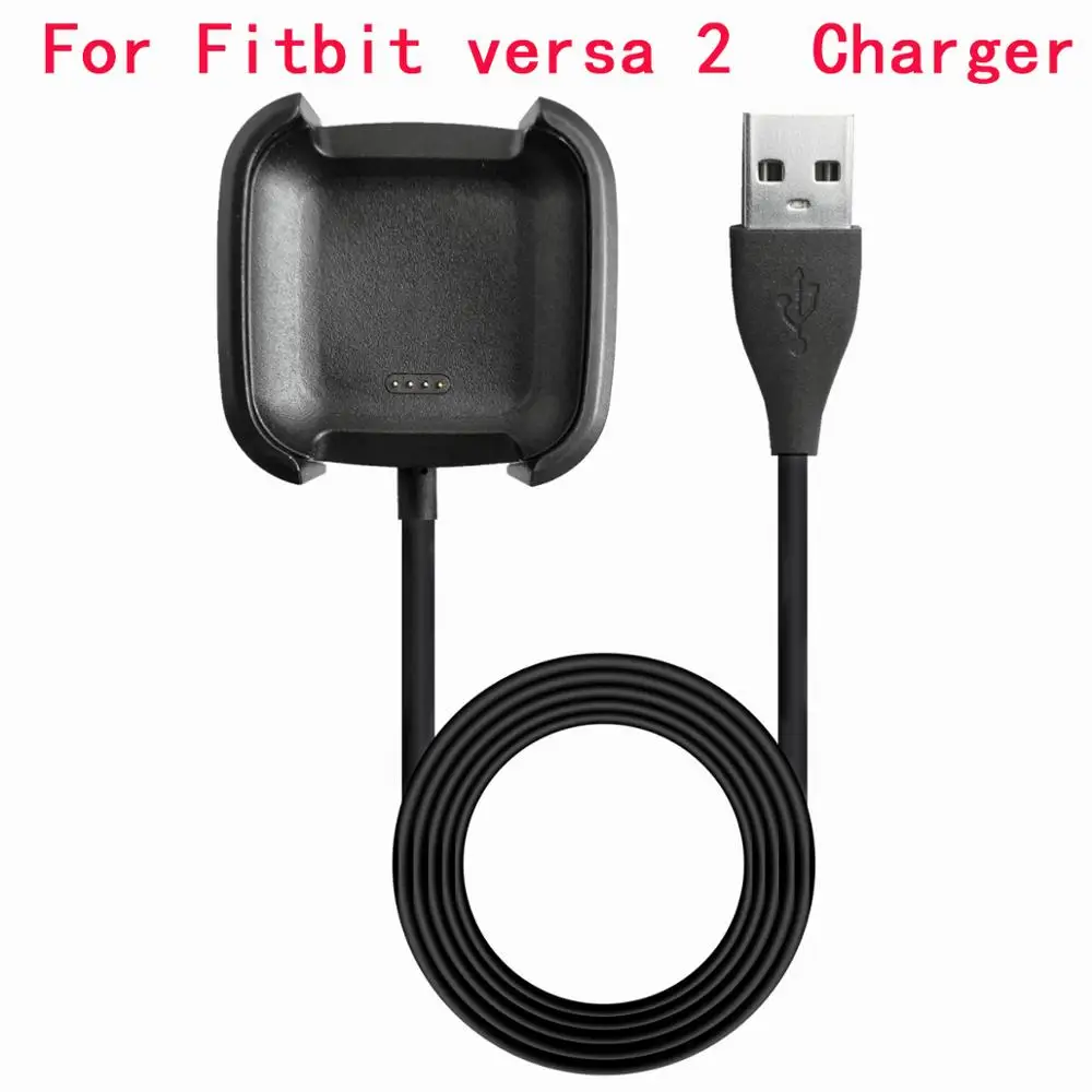 Black Зарядное устройство кабель для fitbit versa умный браслет кабель для зарядки браслета полоса USB зарядное устройство адаптер провода аксессуары для смарт-браслета - Цвет: Black