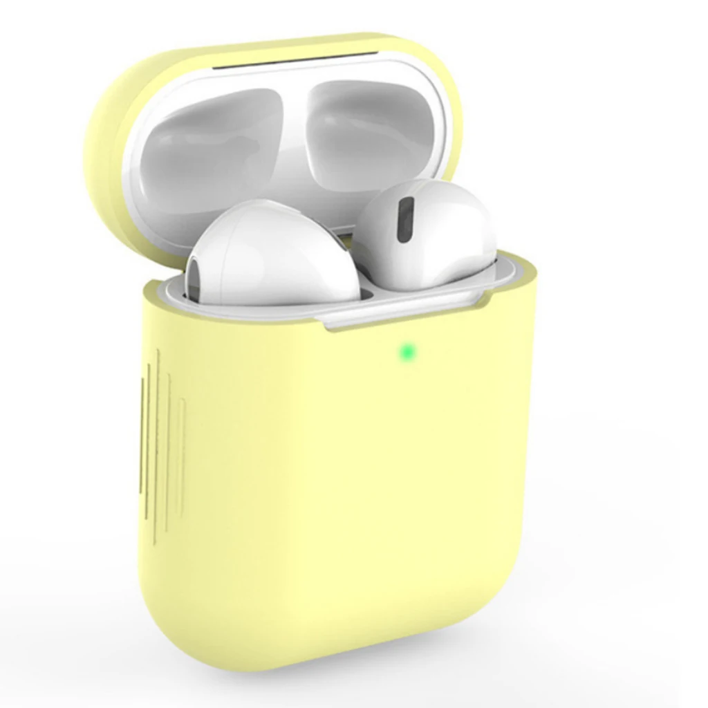 Для AirPods ТПУ силиконовый Bluetooth беспроводной чехол для наушников Защитный чехол Аксессуары для Apple Airpods зарядная коробка - Цвет: Light yellow