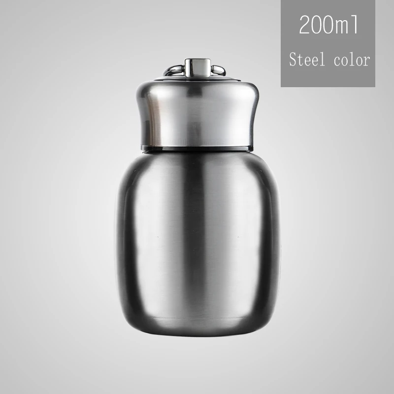 steel 200ml 200 мл/280 мл мини Термосы Термос из нержавеющей стали бутылка для воды Термосы чашки кружки милый термос для детей - Цвет: steel 200ml