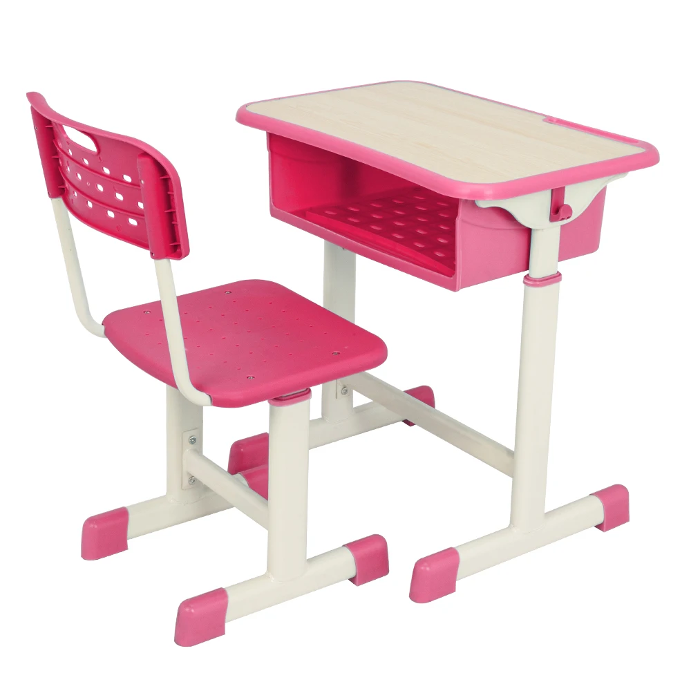 

Adjustable Student Desk and Chair Kit High-quality MDF Children Desk with Separate pen slot and Hook for 3-14 years old Kid's