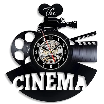 

Cinema Vinyl Record Wall Clock Modern Design Movie Night Director Gramophone 3D Stickers Vinyl Clock Wall Watch Home Decor