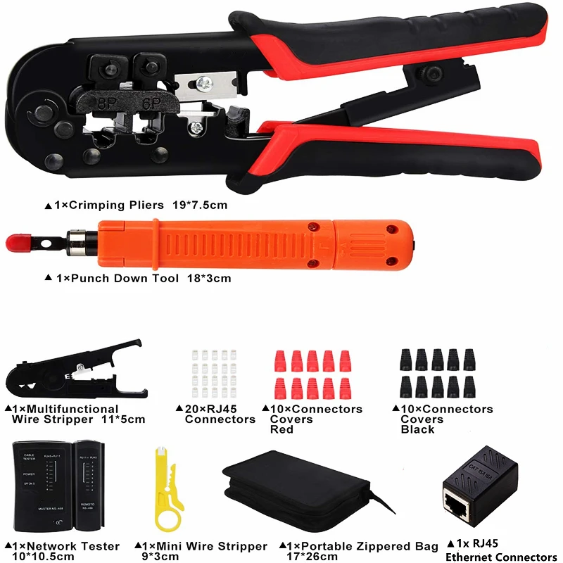 RJ45 Ethernet Cable Crimping Crimper Network Tester Punch Down