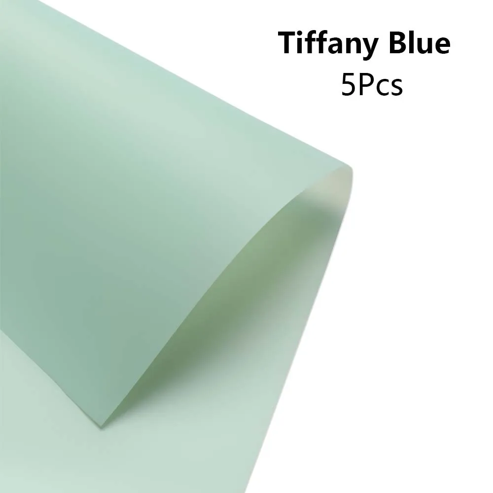 5Pcs Colorful Translucent Waterproof Paper Bouquet Wrapping Gift Packing DIY Crafts Wedding Flowers Decortion Home Decor - Цвет: tiffany blue