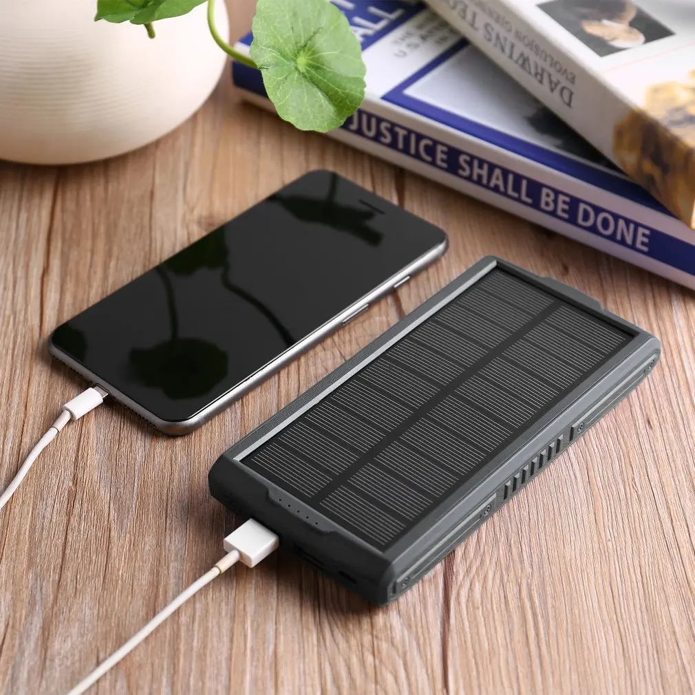 300000 мАч Универсальное двойное USB Солнечное зарядное устройство Внешнее зарядное устройство аккумулятор Мобильный Внешний аккумулятор светодиодный фонарь для активного отдыха