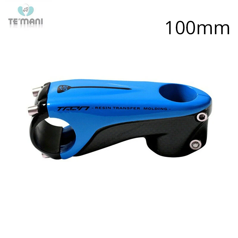 Blue 100mm TEMANI горный велосипед вынос руля MTB дорожный велосипедный руль из углепластика волокна 31,8*80/90/100/110 мм светло-Вес 1-1/" складной велосипед - Цвет: Blue 100mm
