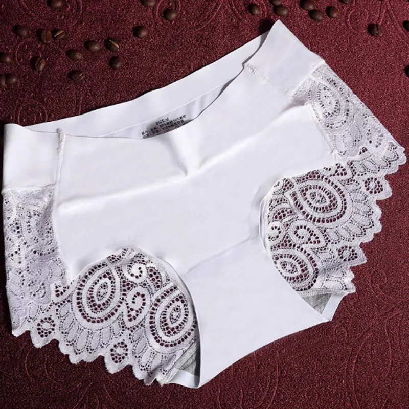 Белый Мода 3 шт./компл. Для женщин Ice Silk трусы Бесшовные трусики для женщин комплект сексуальное кружевное нижнее белье с низкой талией женское сексуальное женское белье, нижнее белье - Цвет: Белый