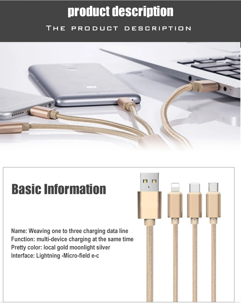 Нейлоновый 3 в 1 USB кабель Micro type C 8 Pin кабель для зарядки мобильного телефона Qc 3,0 зарядное устройство для быстрой зарядки в автомобиле для iPhone Xiaomi samsung