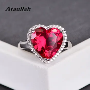 

Ataullah Elegant Love Heart Shape Design Rings Red Ruby Gemstone Ring Luxury Silver 925 Jewelry Adjustable For Women RW121