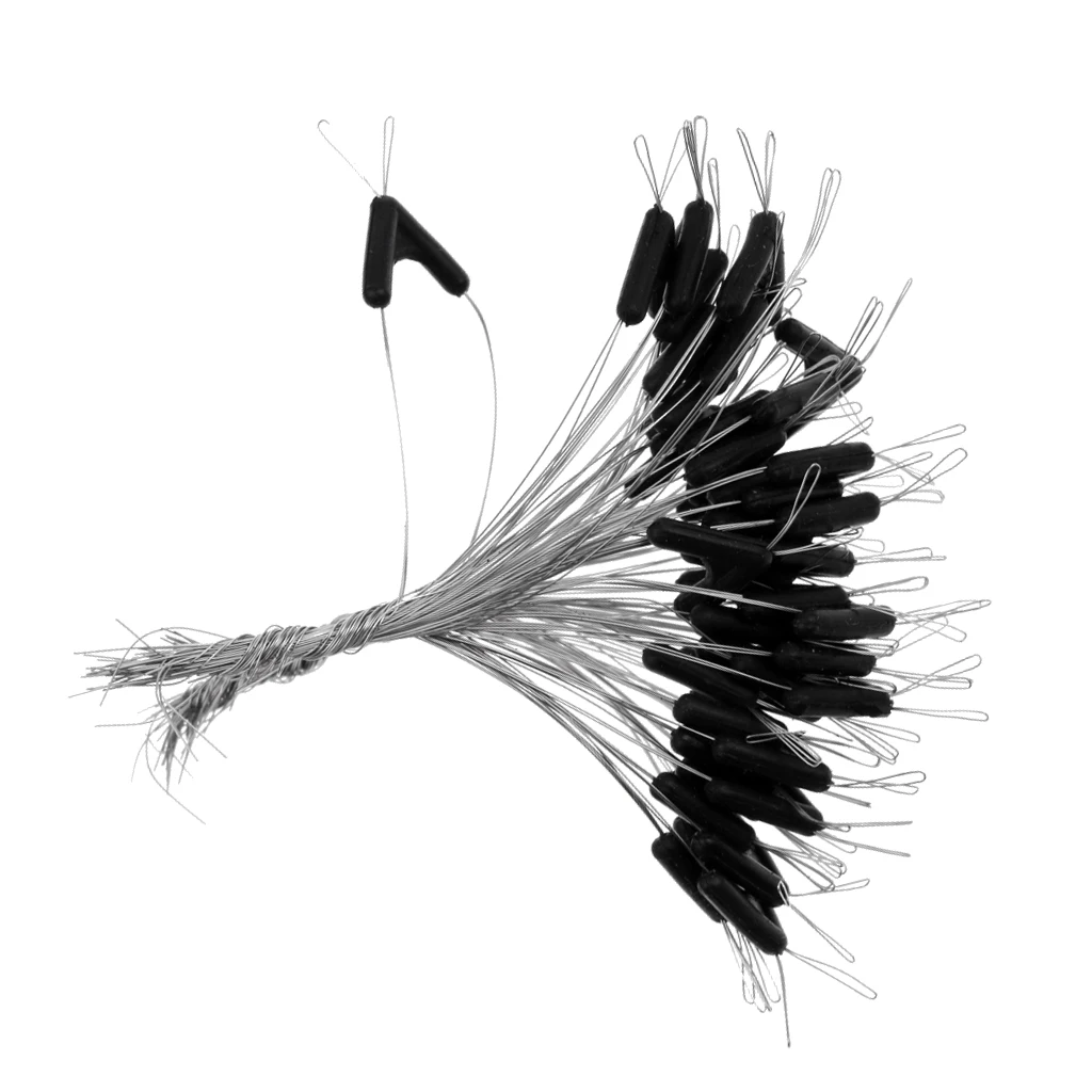 50pcs/set Double Hooks Contactor Device Fishing Line Sub Line Tippet Bifurcation Bean Revolving Line Space Fishing Accessories