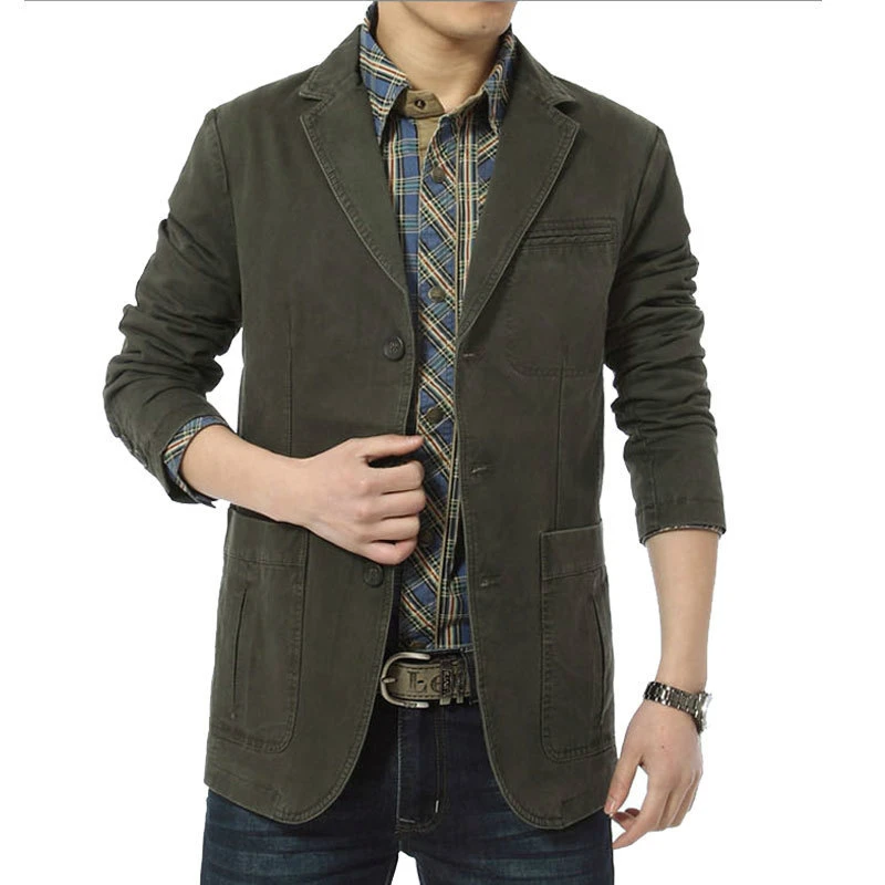 M-4XL Large Size Cotton Fashion Black Casual Loose Mens Jacket Blazer Bomber Jacket Mens and Coats Outwear Suit Jackets Men