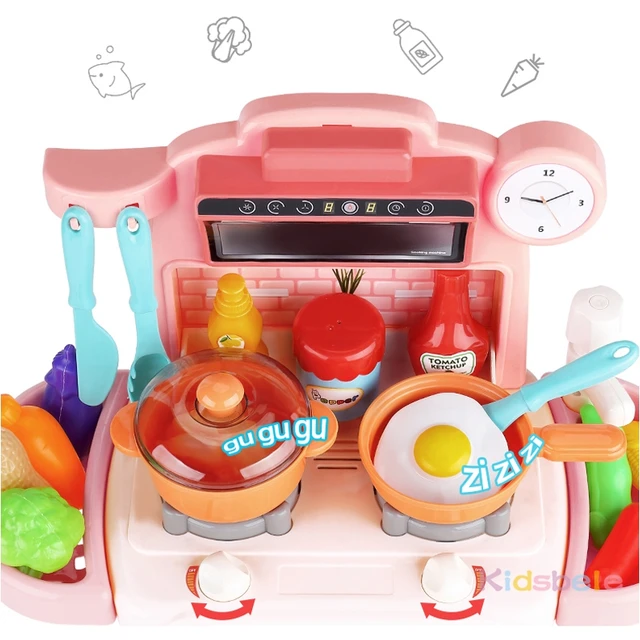 Children Kitchen Toys Simulation Dinnerware Educational Toys Mini Kitchen Food Pretend Play Role Playing Girls Toys