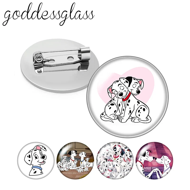 Disney 101 Dalmata Cute Dogs Photo Glass Cabochon Spilla Pinback Button Bag Vestiti Denim Jeans Spilla Distintivo Gioielli Regalo