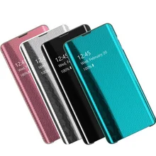 Новые кожаные зеркала Smart View чехол Обложка для телефона для samsung S7edge S8 S9 S10 S10 плюс S10E A30 A50 A70 A7 Note 8, 9