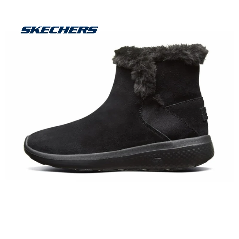 Skechers/женские ботинки; коллекция 2019 года; зимние ботинки; женские удобные короткие плюшевые ботильоны; оригинальная обувь без застежки; 14635-BBK Skechers/женские ботинки; коллекция 2019 года; зимние ботинки; женские удобные короткие плюшевые ботильоны; оригинальная обувь без застежки; 14635-BBK