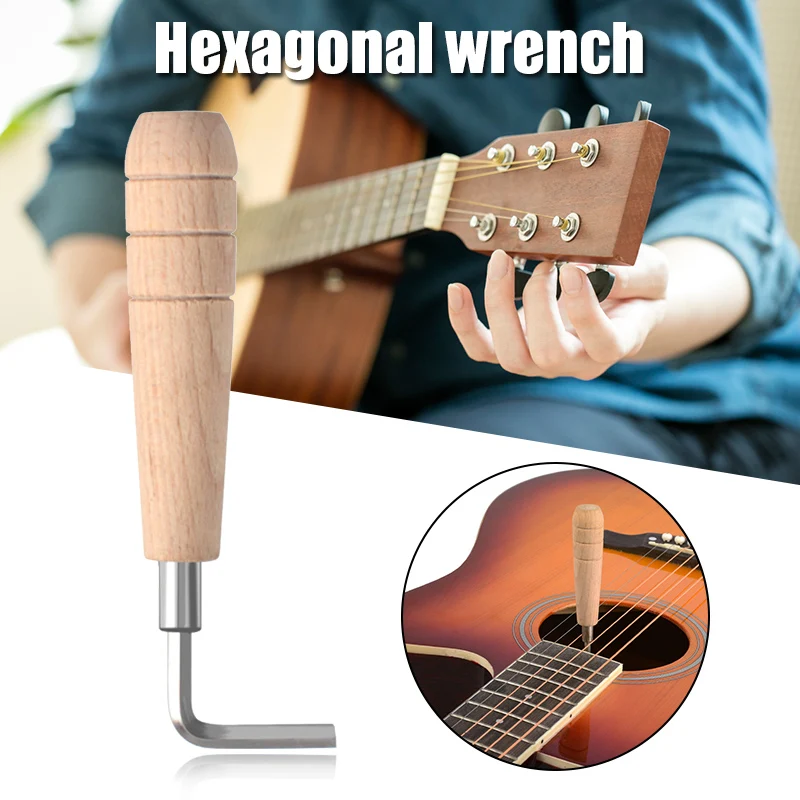 

4mm Truss Rod Wrench Guitar Adjust Hexagonal Wrench with Wooden Handle Mandolin Ukulele Guitar Accessories J8
