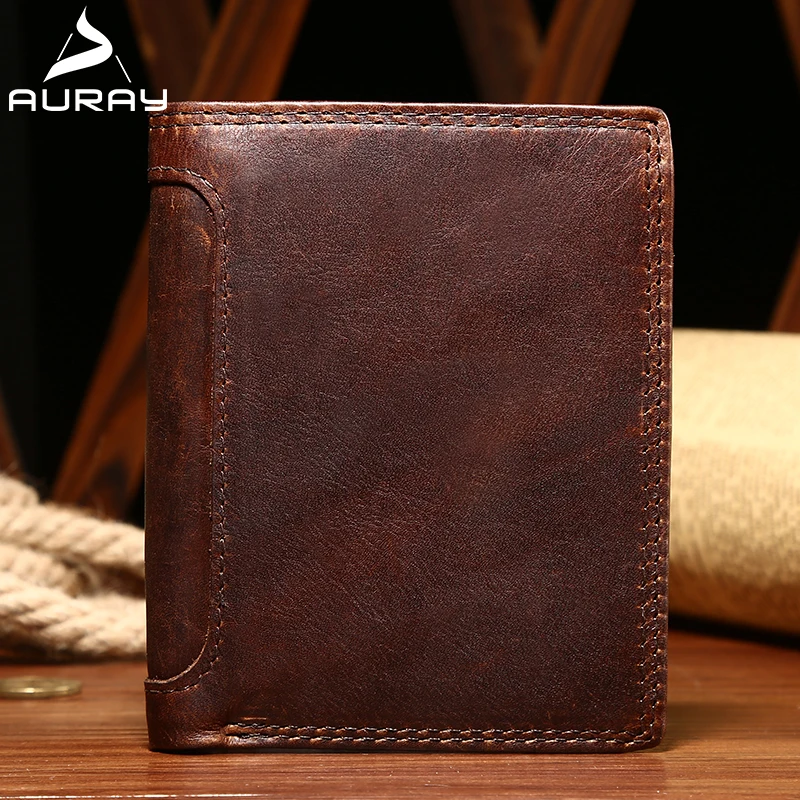 AURAY Rfid мужской кошелек из натуральной кожи кожаный винтажные кошельки роскошный