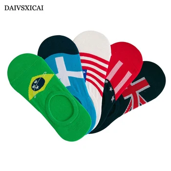 

3Pairs/lot=6pieces Cute Flag Cotton Mens Invisible Socks Summer Deodorant Male Boat Socks High Quality