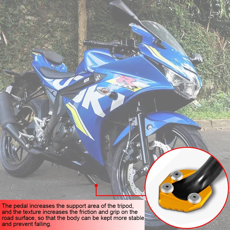 For SUZUKI GSX-R150 GSX-S150 2017 2018 moto CNC Kickstand Foot Side Stand Extension Pads Support Plate 2017- GSX R 150 GSX S 1504 (2)