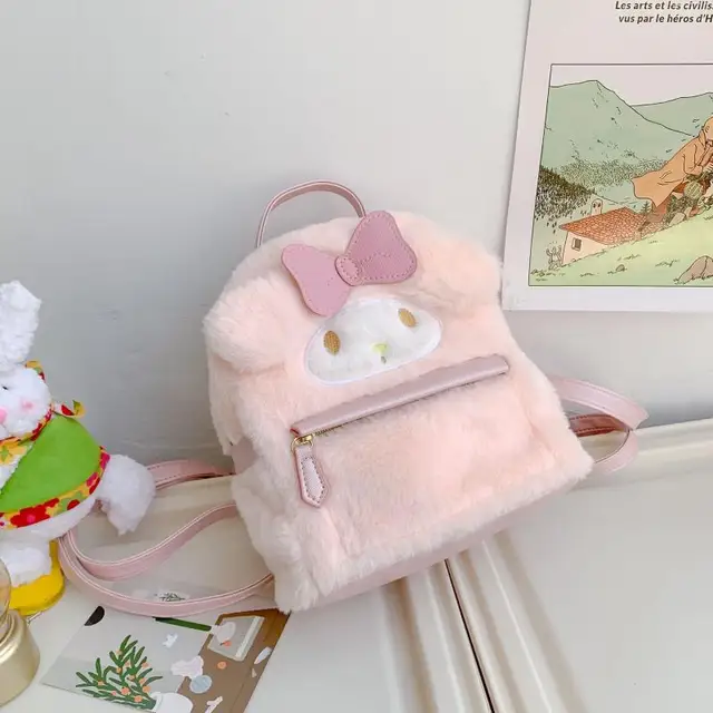 24cm Sanrioed My Melody Cinnamoroll Cartoon Plush Bag Kawaii Anime Soft Stuffed Animals Plushie Girl Backpack Birthday Gifts 5