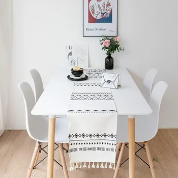 

Withme Table Runners White Modern Track on the Table Cloth DecorationTablecloth on the Tables Tracks Goods for Home and Kitchen