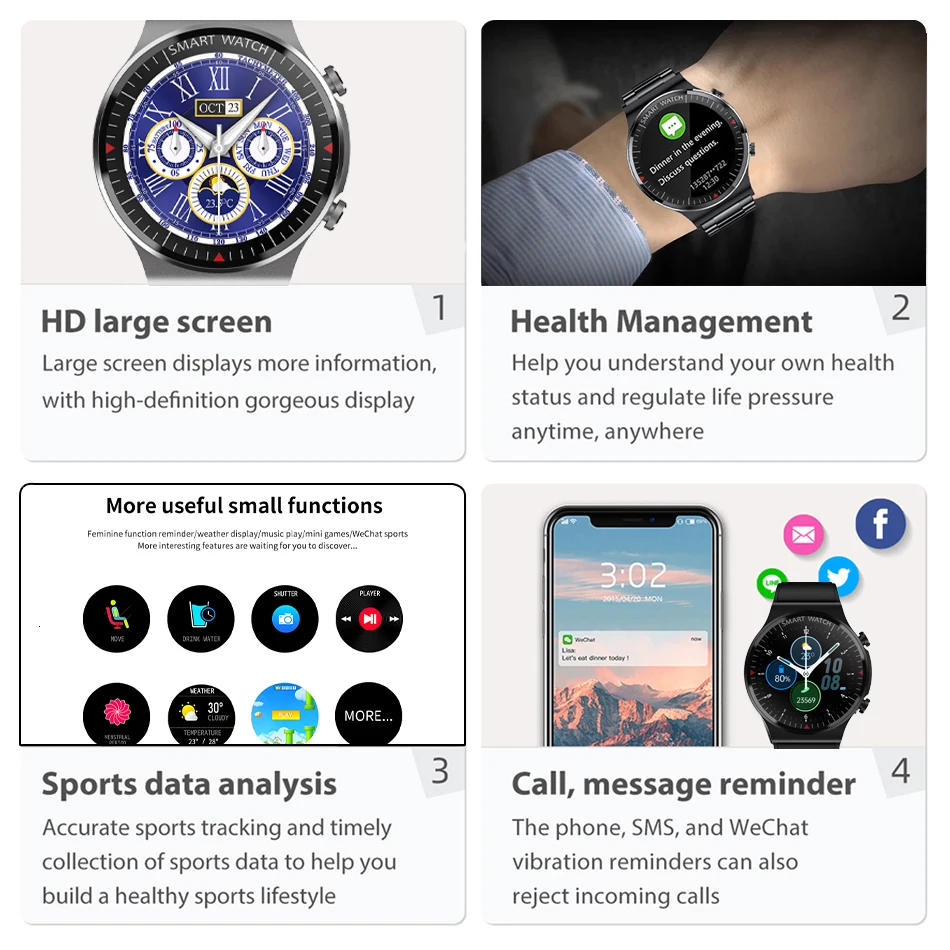 LIGE New  Bluetooth Call watch Smart watch Men And Women Full touch Fitness tracker Blood pressure Smart Clock Men smart watch