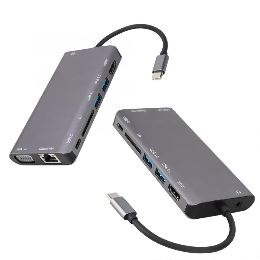 8В1 USB3.0x2+ HDMI/VGA+ JACK 3,5+ Gigabit Lan+ type-C(Pd) порт док-станция HDMI док-станция